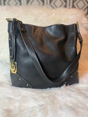 Dolce & Gabbana Black Leather Shoulder Bag with Gold Hardware